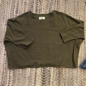 Jamie and the Jones Olive Raw Silk T Top in Olive